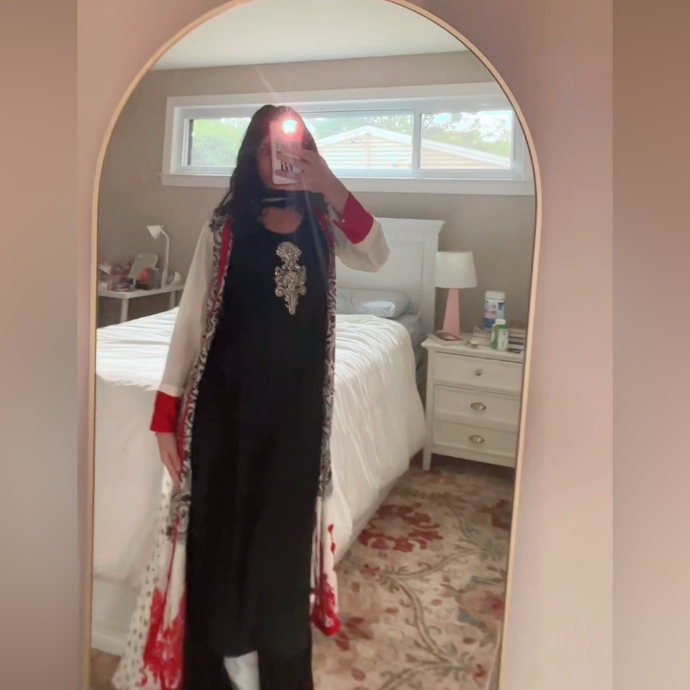 Black Shalwar with Embroidered Abaya